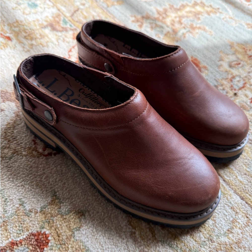 L.L. Bean Camden Hills Clogs in Chestnut Brown Leather
